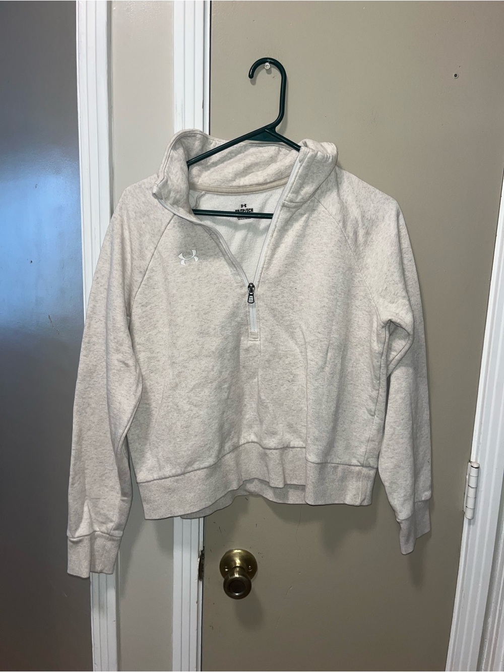 Under Armour Women's Light Cream Half-Zip Hoodie Sweatshirt